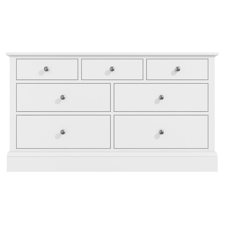 Wide White Painted Solid Wood Chest of 7 Drawers - Harper