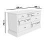 Wide White Painted Solid Wood Chest of 7 Drawers - Harper