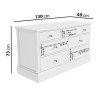 Wide White Painted Solid Wood Chest of 7 Drawers - Harper