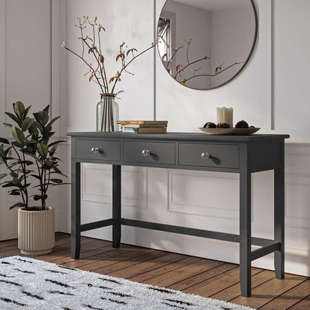 grey and wood dressing table