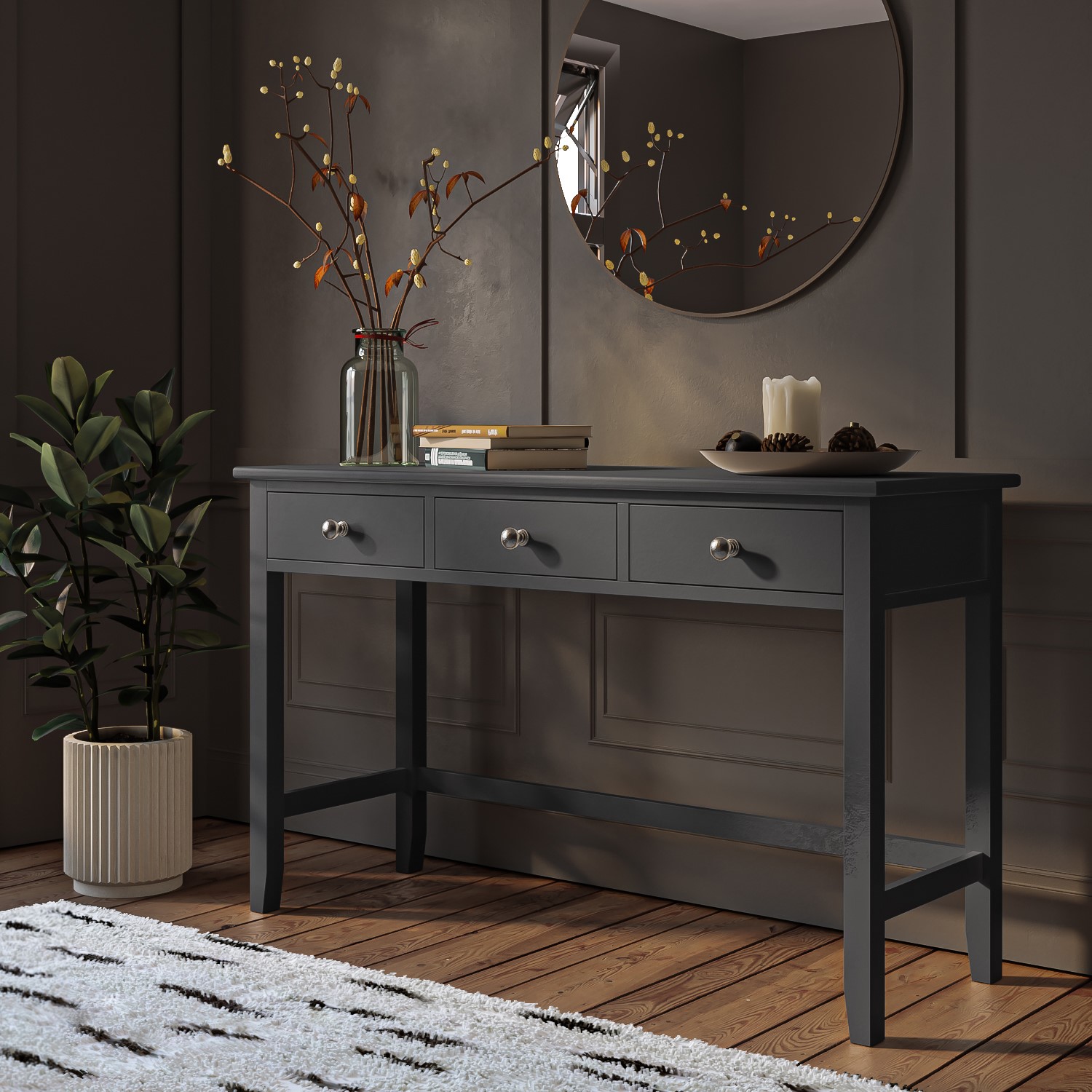Grey Painted Dressing Table with 3 Drawers - Harper - Page 1 - - BuyItDirect.ie Grey Painted Dressing Table with 3 Drawers - Harper - Page 1 - - BuyItDirect.ie