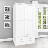 White 2 Door Double Wardrobe with Drawer - Harper White 2 Door Double Wardrobe with Drawer - Harper