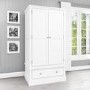 White 2 Door Double Wardrobe with Drawer - Harper