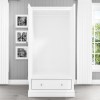 White Painted 2 Door Double Wardrobe with Drawer - Harper