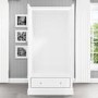 White Painted 2 Door Double Wardrobe with Drawer - Harper