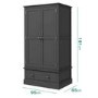 Grey Painted Double Wardrobe with Drawer - Harper