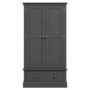 Grey Painted Double Wardrobe with Drawer - Harper