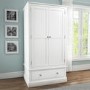 Harper White Solid Wood Double Wardrobe with Drawer