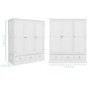 Harper White Solid Wood 3 Door 3 Drawer Wardrobe