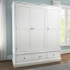 White Painted 3 Door Wardrobe with Drawers - Harper