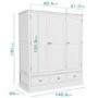 Harper White Solid Wood 3 Door 3 Drawer Wardrobe