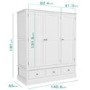 White Painted 3 Door Triple Wardrobe with Drawers - Harper