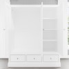 White Painted 3 Door Triple Wardrobe with Drawers - Harper