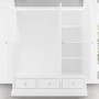 Harper White Solid Wood 3 Door 3 Drawer Wardrobe