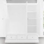 White Painted 3 Door Triple Wardrobe with Drawers - Harper