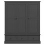 Grey Painted 3 Door Wardrobe with Drawers - Harper