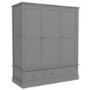 Harper Grey Solid Wood 3 Door 3 Drawer Wardrobe
