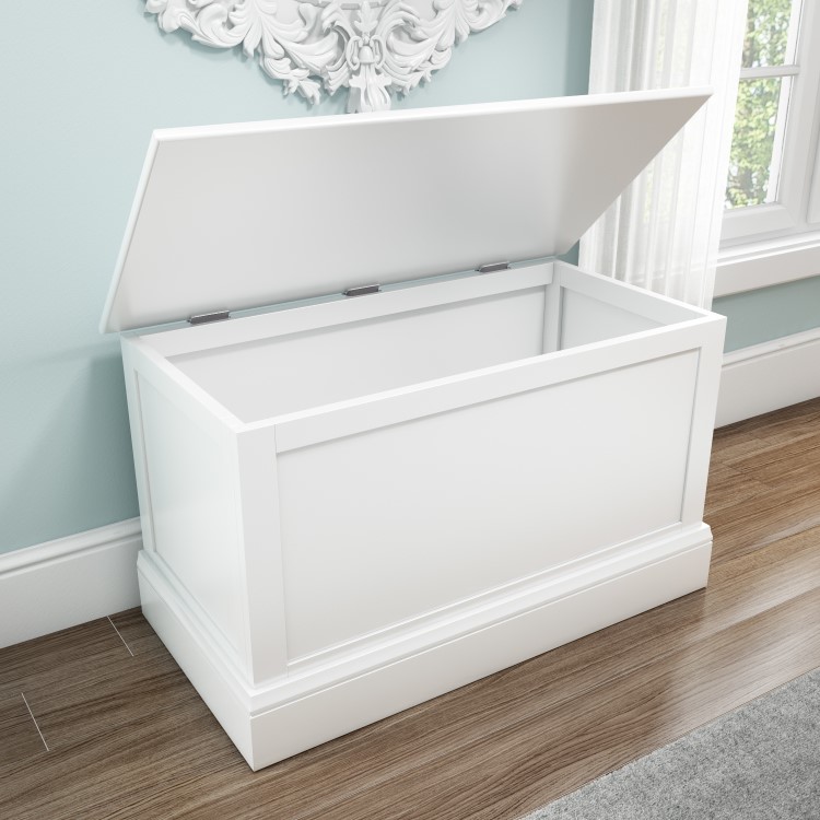 Harper White Solid Wood Blanket Box