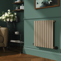 Beige grey Horizontal Smart Electric Radiator with Wi-Fi Thermostat - 1.2KW - H600xW590 - Bathroom Safe