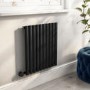 Midnight Black Horizontal Smart Electric Radiator with Wi-Fi Thermostat - 0.6kW - H600xW590mm - Bathroom Safe