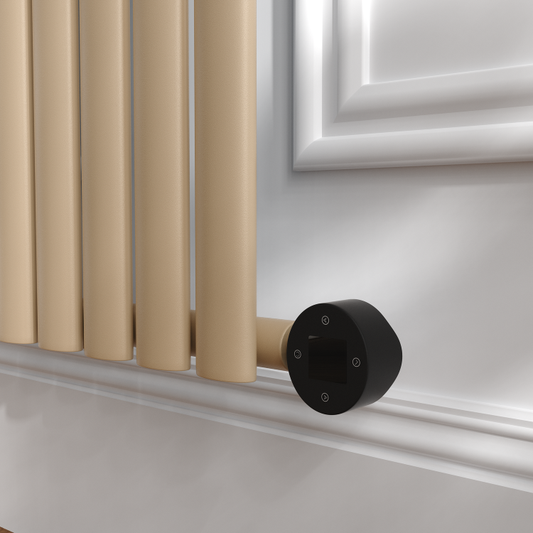 Elk brown Horizontal Smart Electric Radiator with Wi-Fi Thermostat - 1.2KW - H600xW590 - Bathroom Safe