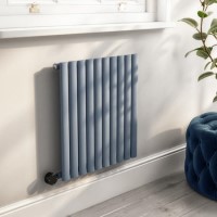 Light Grey Horizontal Smart Electric Radiator with Wi-Fi Thermostat - 0.6kW - H600xW590mm - Bathroom Safe
