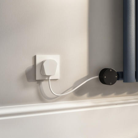 Light Grey Horizontal Smart Electric Radiator with Wi-Fi Thermostat - 0.6kW - H600xW590mm - Bathroom Safe