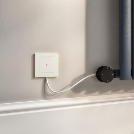 Light Grey Horizontal Smart Electric Radiator with Wi-Fi Thermostat - 0.6kW - H600xW590mm - Bathroom Safe
