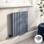 Light Grey Horizontal Smart Electric Radiator with Wi-Fi Thermostat - 0.6kW - H600xW590mm - Bathroom Safe