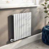 White Horizontal Smart Electric Radiator with Wi-Fi Thermostat - 600W - H600xW590mm - Bathroom Safe White Horizontal Smart Electric Radiator with Wi-Fi Thermostat - 600W - H600xW590mm - Bathroom Safe