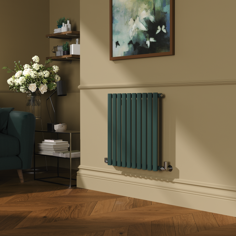 Sorrento Evergreen Horizontal Oval Designer Radiator 600x590mm Single Panel 1576 BTU
