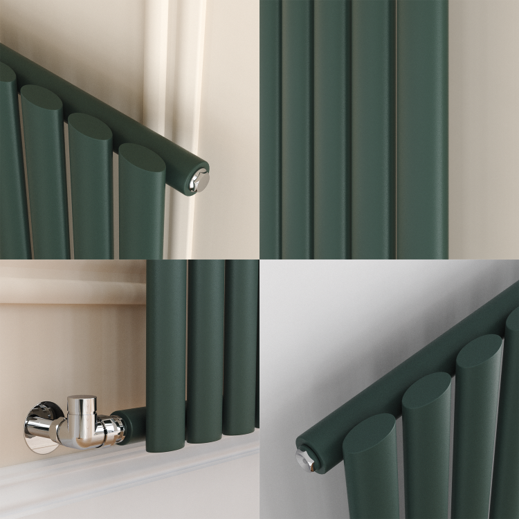 Sorrento Evergreen Horizontal Oval Designer Radiator 600x590mm Single Panel 1576 BTU