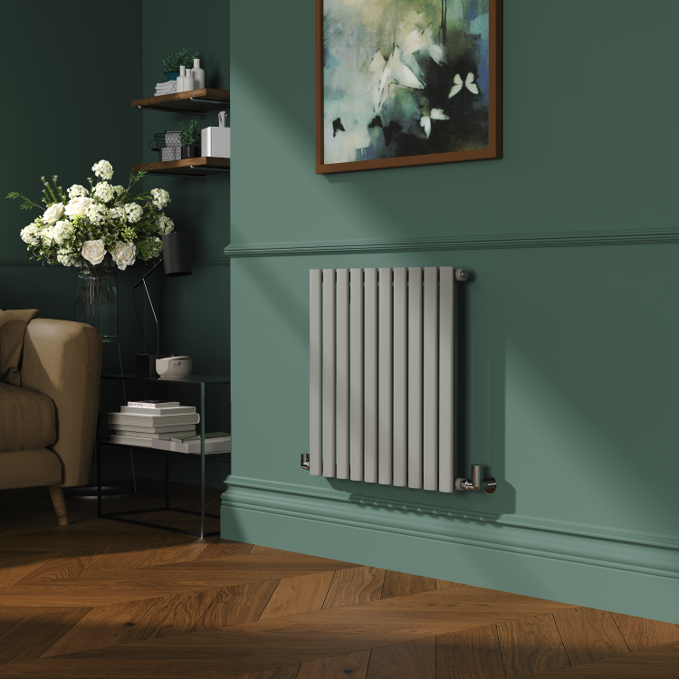 Sorrento Smoked Stone Horizontal Oval Designer Radiator 600x590mm Single Panel 1576 BTU