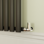 Sorrento Midnight Black Horizontal Oval Designer Radiator 800x590mm Single Panel 1947 BTU