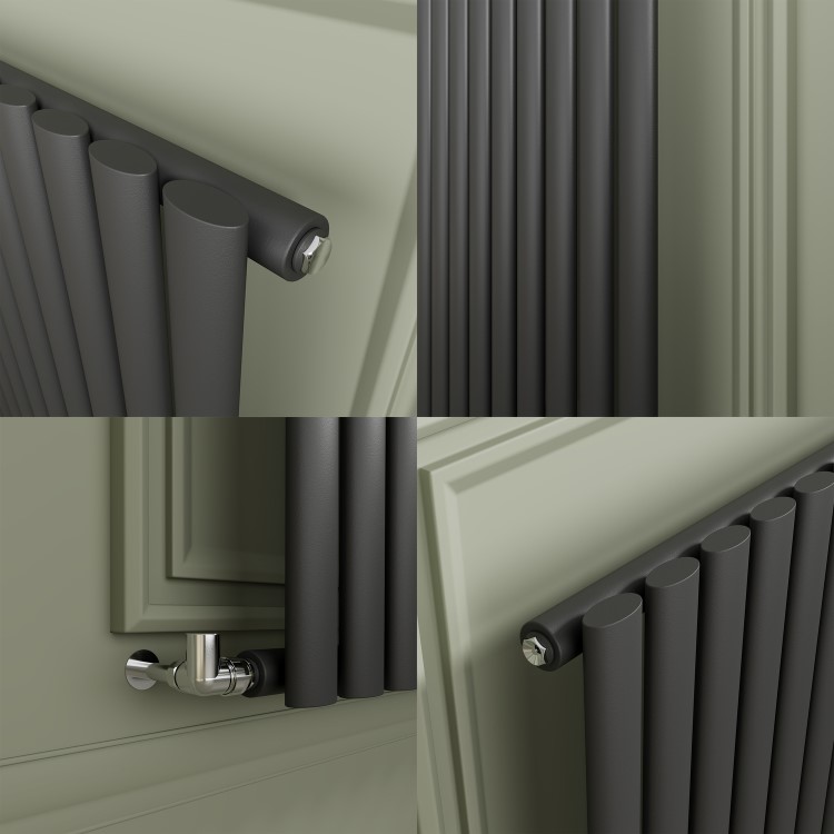 Sorrento Anthracite Horizontal Oval Designer Radiator 800x590mm Single Panel 1576 BTU