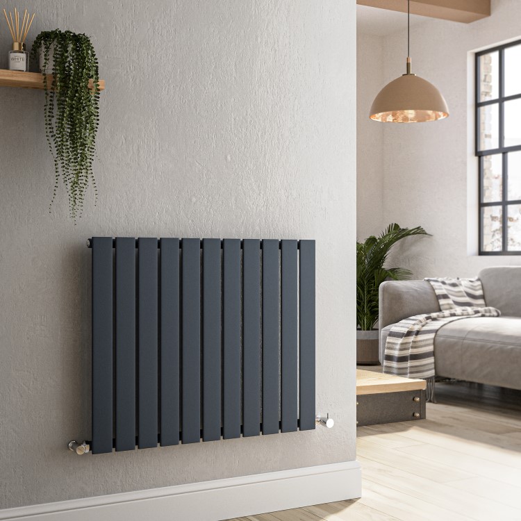 GRADE A1 - Riace Anthracite Horizontal Flat Designer Radiator 600x748mm Single Panel 1589 BTU