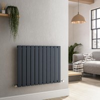 GRADE A1 - Riace Anthracite Horizontal Flat Designer Radiator 600x748mm Single Panel 1589 BTU