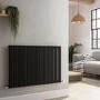 Riace Midnight Black Horizontal Flat Designer Radiator 600x884mm Single Panel 2065 BTU