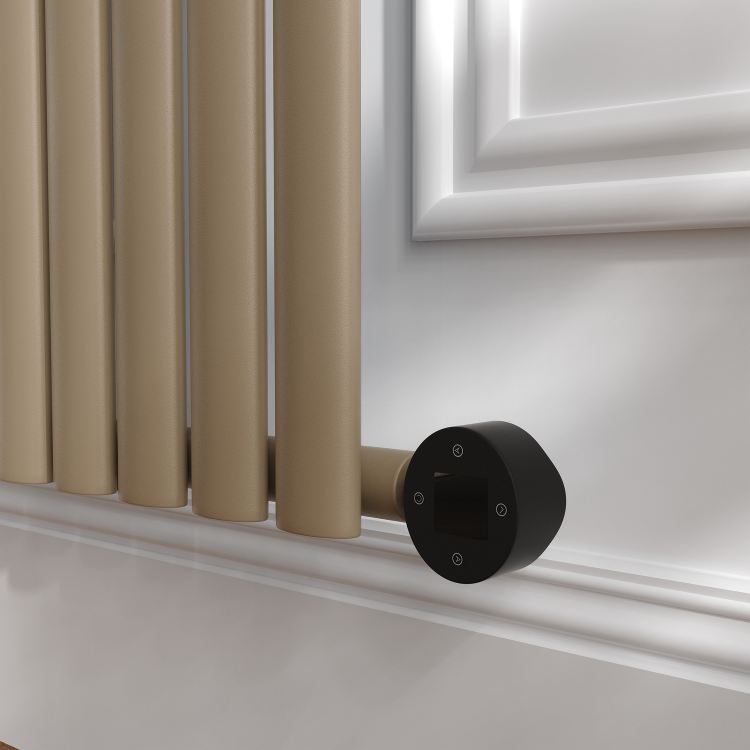 Beige grey Horizontal Smart Electric Radiator with Wi-Fi Thermostat - 1.2KW - H600xW1000 - Bathroom Safe