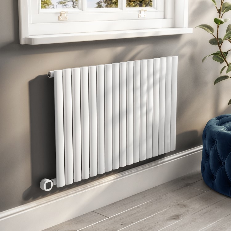 White Horizontal Smart Electric Radiator with Wi-Fi Thermostat - 1200W - H600xW1003mm - Bathroom Safe