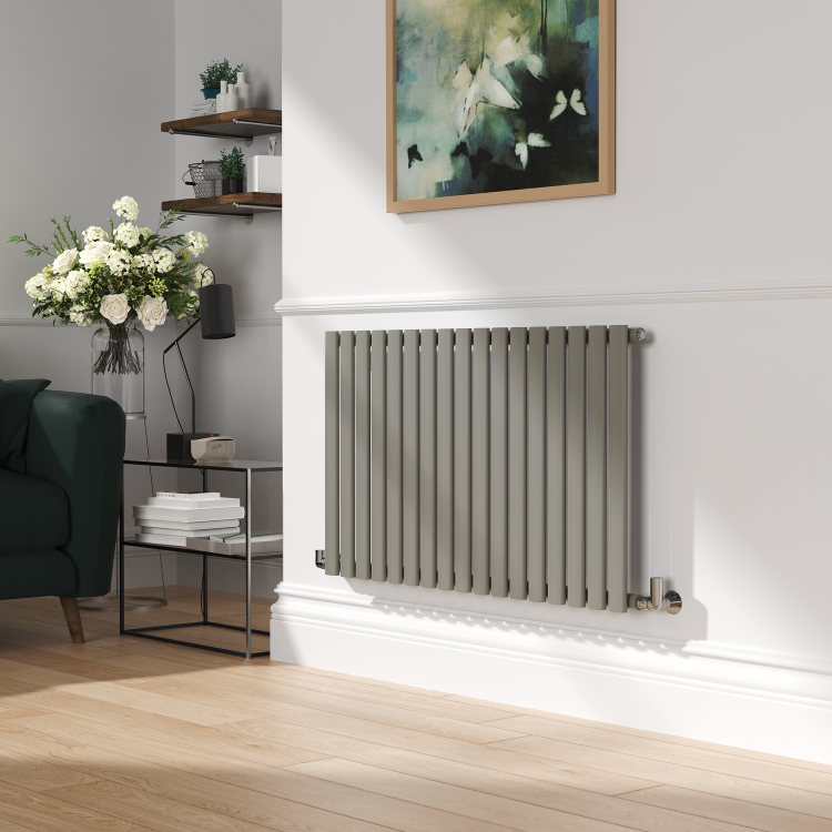 Sorrento Smoked Stone Horizontal Oval Designer Radiator 600x1003mm Single Panel 2679 BTU
