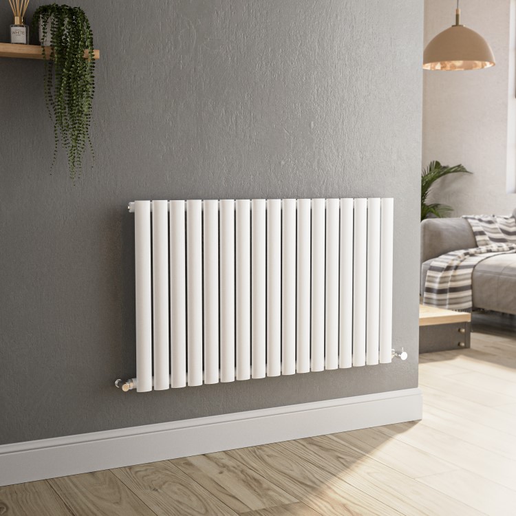 GRADE A1 - Sorrento White Horizontal Oval Designer Radiator 600x1003mm Single Panel 2679 BTU