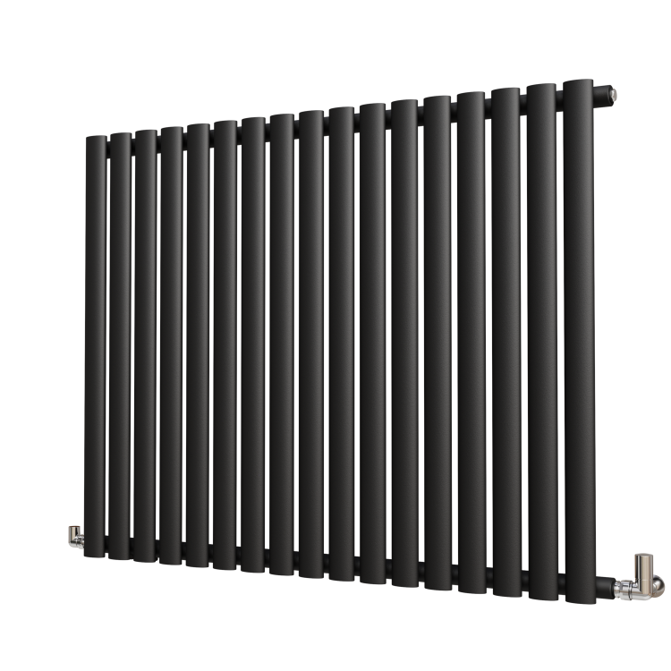 Sorrento Midnight Black Horizontal Oval Designer Radiator 800x1003mm Single Panel 2679 BTU