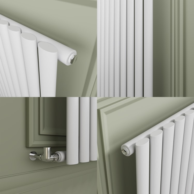 Sorrento White Horizontal Oval Designer Radiator 800x1003mm Single Panel 2679 BTU