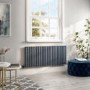 Refurbished Anthracite Electric Horizontal Designer Radiator 2kW with Wifi Thermostat - H600xW1416mm - IPX4 Bathroom Safe