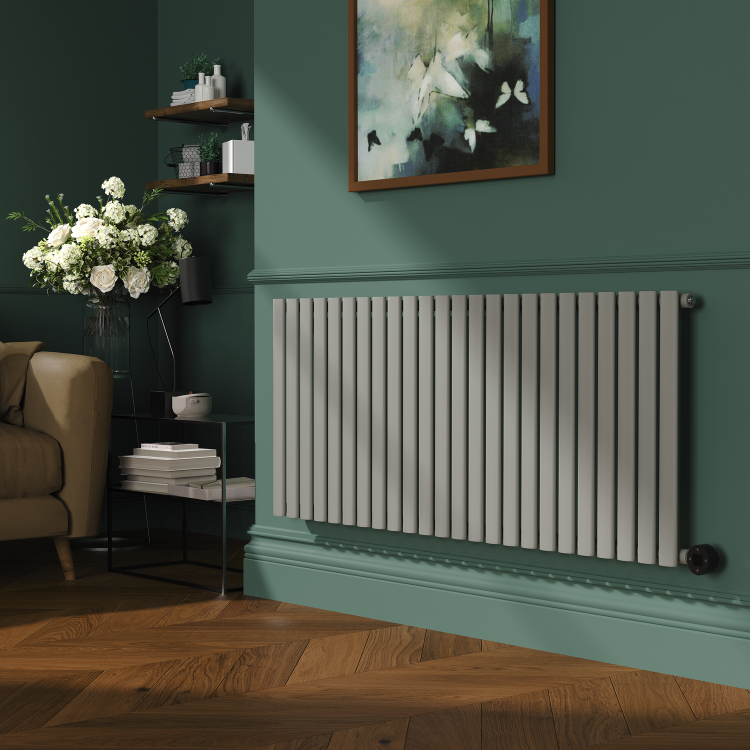 Smoked Stone Horizontal Smart Electric Radiator with Wi-Fi Thermostat - 2KW - H600xW1410 - Bathroom Safe