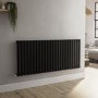 GRADE A1 - Sorrento Midnight Black Horizontal Oval Designer Radiator 600x1416mm Single Panel 3783 BTU