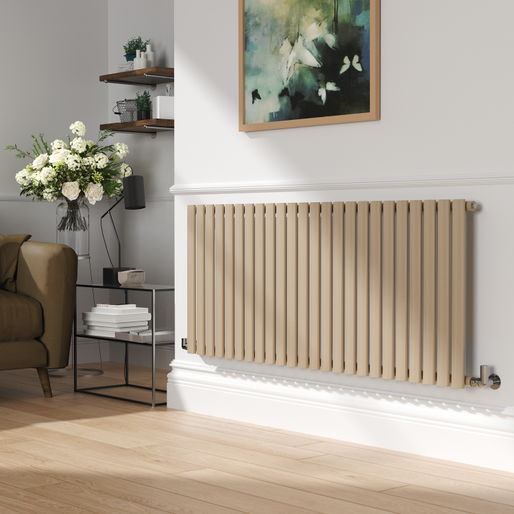 Sorrento Cleopatra Horizontal Oval Designer Radiator 600x1416mm Single Panel 3783 BTU