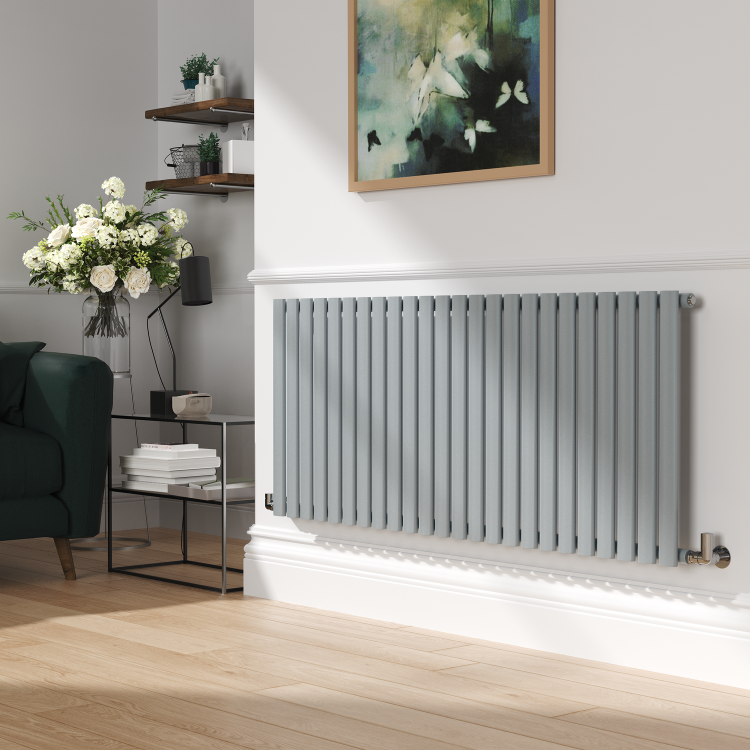Sorrento Salt & Pepper Horizontal Oval Designer Radiator 600x1416mm Single Panel 3783 BTU
