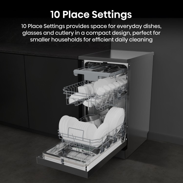 Hisense Freestanding Slimline Dishwasher - Auto Dry C-Rated Black